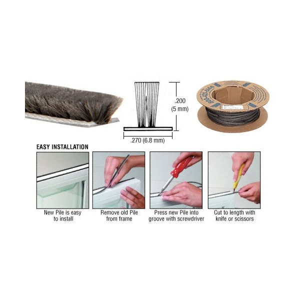 Cr Laurence High Density Window Pile - 1100' Roll .180 Pile Height ; .270 Backing Width with Fin - Black A11418BBL - main